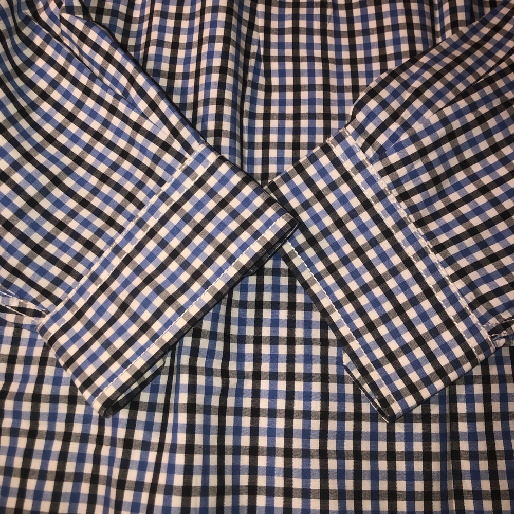 🤑SOLD🤑Tommy Hilfiger Mens Size Medium Button Down Black Blue Work Dress Shirt - Picture 15 of 15